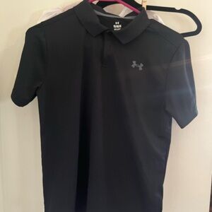 Under Armour boys Black Logo Polo Shirt Large